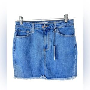 O2 Denim Skirt Womens Size Medium Blue Medium Wash Distressed Bottom Zip New
